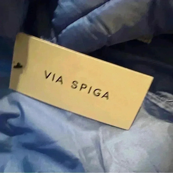 Women's X-small Via Spiga Smocked Quilted Puffer Jacket Sapphire Blue 60113V - Picture 7 of 11